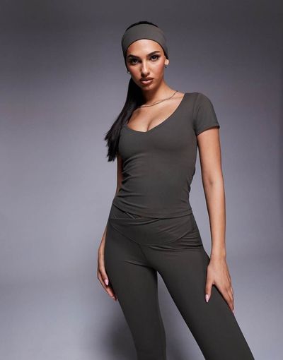 4505 4505 Icon soft touch v neck performance baby t-shirt in dark olive-Green