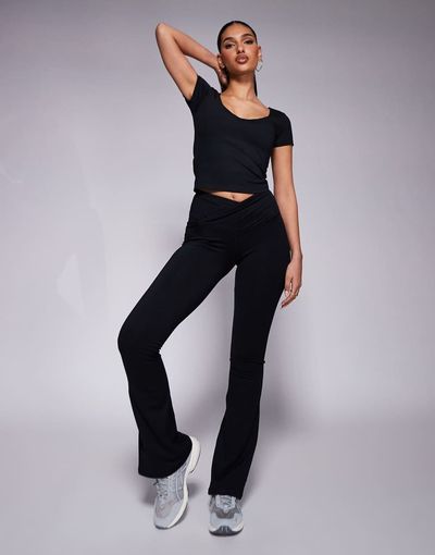 4505 4505 Icon soft touch wrap waist slim kick yoga leggings in black