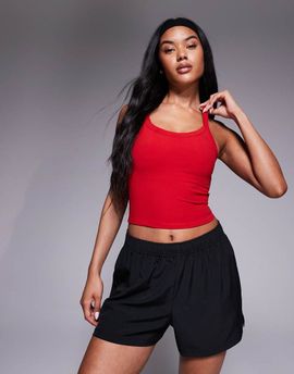 4505 4505 Icon soft touch yoga cami top with shelf bra in red