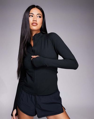 4505 4505 Icon soft touch zip up performance long sleeve top in black