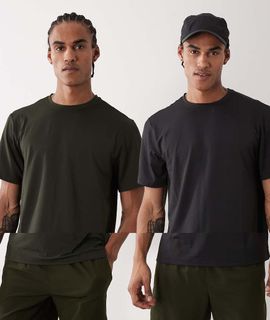 4505 4505 Icon training t-shirt with quick dry 2 pack in black and khaki green-Multi