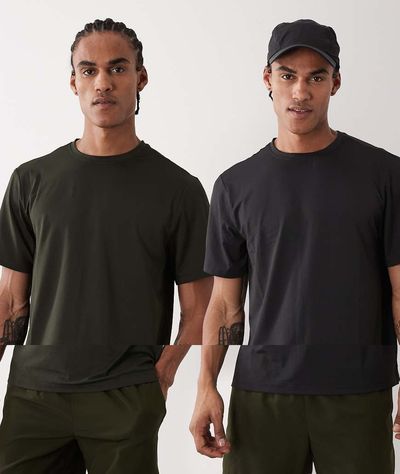 4505 4505 Icon training t-shirt with quick dry 2 pack in black and khaki green-Multi