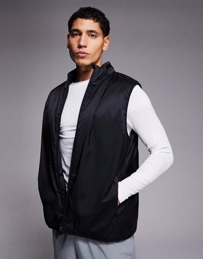 4505 4505 insulated thermal running vest with zip pockets and reflective detail in black