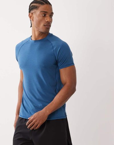4505 4505 lightweight performance jersey running T-shirt with breathable mesh panels in baltic blue