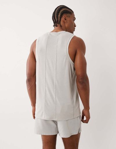 4505 4505 lightweight performance jersey running tank top with breathable mesh panel in vapor gray