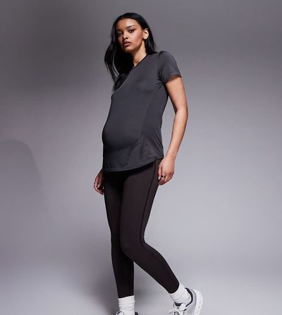 4505 4505 Maternity Icon soft touch high waist yoga leggings in dark chocolate-Brown