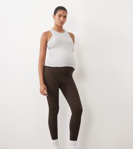 4505 4505 Maternity seamless baby rib high waist gym leggings in chocolate-Brown