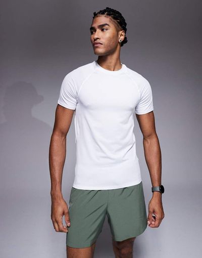 4505 4505 muscle fit seam detail quick dry base layer in white
