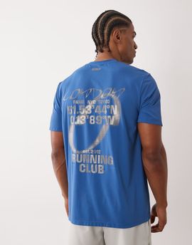 4505 4505 nylon performance mesh quick dry back print running t-shirt in baltic blue