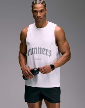 4505 4505 nylon performance mesh quick dry graphic running tank in white