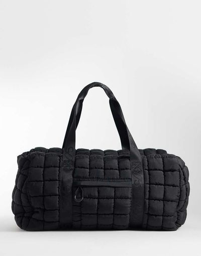 4505 4505 oversized quilted woven gym duffel bag in black