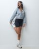 4505 4505 performance boxy cocoon fit zip up hoodie in gray heather - 2
