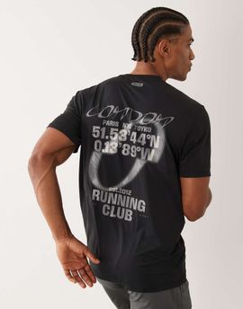 4505 4505 performance mesh quick dry back print running t-shirt in black