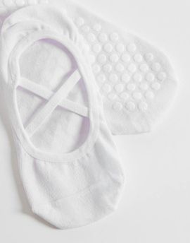 4505 4505 Pilates 3 pack non-slip grip socks with elastic straps in white