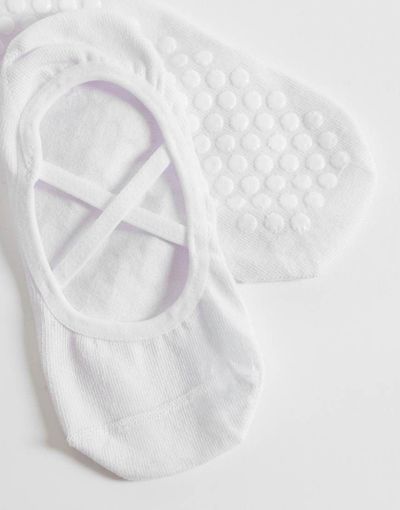 4505 4505 Pilates 3 pack non-slip grip socks with elastic straps in white