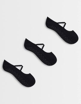 4505 4505 Pilates 3 pack non slip grip socks with elastic straps in black
