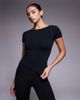 4505 4505 plush handle scoop back layering short sleeve in black - 1