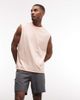 4505 4505 quick dry cotton raw hem cut off training tank top in peach-pink - 1