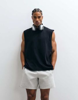 4505 4505 quick dry cotton raw hem cut off training tank top in washed black