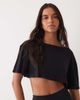 4505 4505 quick dry cotton slub texture off the shoulder crop t-shirt in black - 1