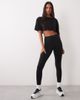 4505 4505 quick dry cotton slub texture off the shoulder crop t-shirt in black - 2