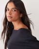 4505 4505 quick dry cotton slub texture off the shoulder crop t-shirt in black - 3