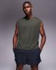 4505 4505 quick dry performance jersey boxy oversized lifting tank in khaki-Green - 1