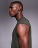 4505 4505 quick dry performance jersey boxy oversized lifting tank in khaki-Green - 4