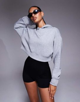 4505 4505 quick dry performance jersey cropped hoodie in gray heather-Neutral