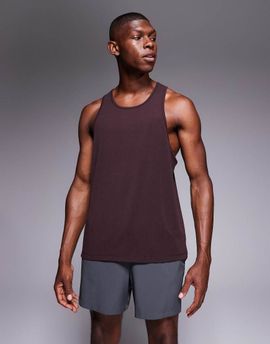 4505 4505 quick dry performance jersey drop armhole tank with scoop neck in dark burgundy-Red