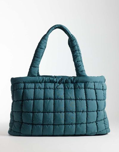 4505 4505 quilted woven drawstring oversized gym tote in sage-Green