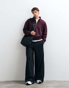 4505 4505 Rest Day 400gsm heavyweight cotton boxy 1/4 zip sweat in maroon-RED