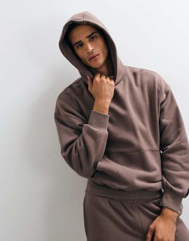 4505 4505 Rest Day 400gsm heavyweight cotton boxy overhead hoodie in taupe brown