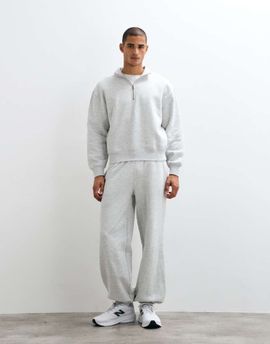 4505 4505 Rest Day 400gsm heavyweight cotton loose fit cuffed sweatpants in light gray heather