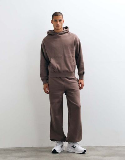 4505 4505 Rest Day 400gsm heavyweight cotton loose fit cuffed sweatpants in taupe brown