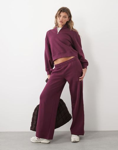 4505 4505 Rest Day 400gsm heavyweight cotton wide leg sweatpants in wine-PURPLE