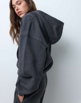 4505 4505 Rest Day 400gsm heavyweight cotton zip up volume hoodie in charcoal-Gray