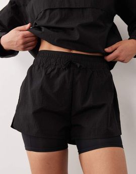 4505 4505 ripstop 2-in-1 running shorts with zip pockets in black