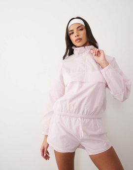 4505 4505 ripstop overhead water repellent track jacket with chest pocket in light pink