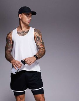 4505 4505 Running cotton tank top with quick dry finish in white
