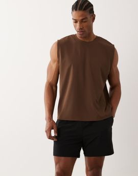 4505 4505 running quick dry performance waffle boxy oversized tank in brown