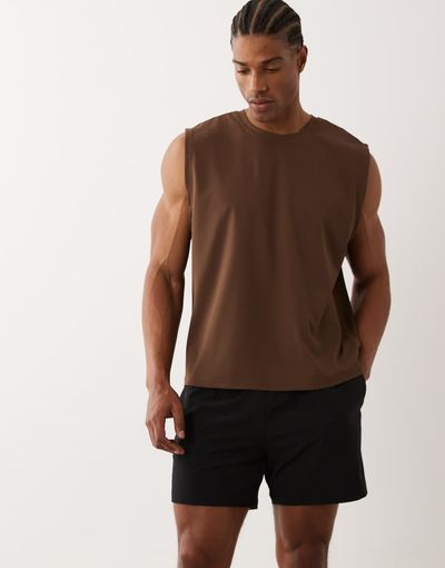 4505 4505 running quick dry performance waffle boxy oversized tank in brown