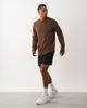 4505 4505 running quick dry performance waffle knit long sleeve top with curved hem in brown - 2