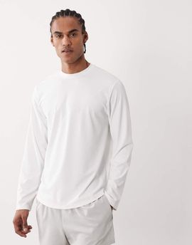 4505 4505 running quick dry performance waffle long sleeve top with curved hem in white