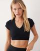 4505 4505 seamless baby rib wrap front short sleeve top in black - 1