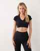 4505 4505 seamless baby rib wrap front short sleeve top in black - 4