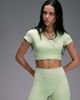 4505 4505 seamless baby rib wrap front short sleeve top in pastel lime-Green - 1