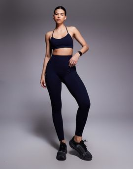 4505 4505 seamless baby ribbed high waist gym leggings in navy-Brown