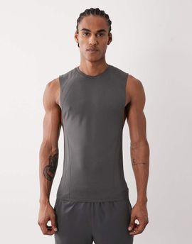 4505 4505 seamless physique defining muscle fit compression base layer tank top in dark gray