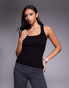4505 4505 seamless rib knit scoop neck racer back active tank top in black